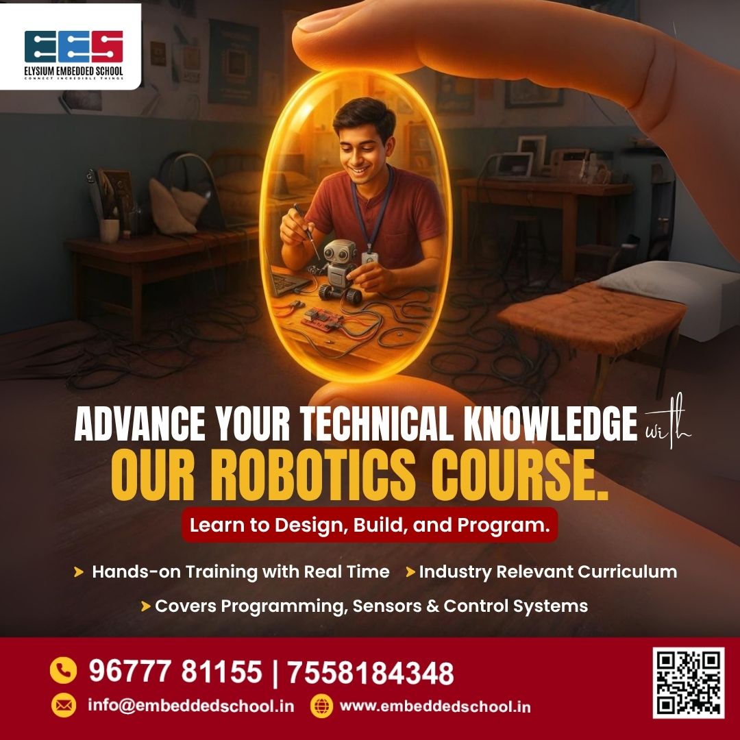 EmbeddedSchool's tweet image. 🤖Build the Future One Robot at a Time with Elysium Embedded School💡
🌐 Website: embeddedschool.in
#elysiumembeddedschool #embeddedschoolmadurai #roboticscourse #roboticscourseinmadurai #advancedroboticscourse #embeddedroboticscourse #roboticsandsensorscourse