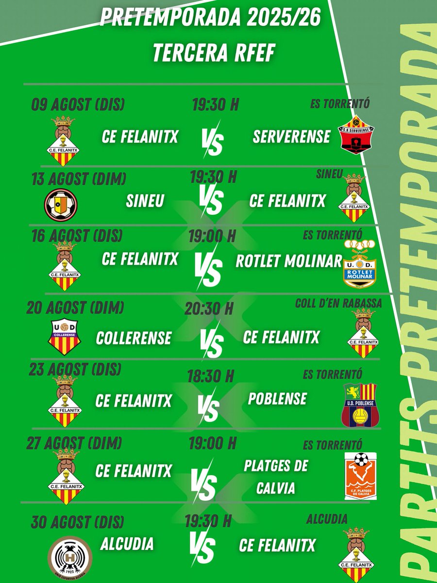 𝗣𝗥𝗘𝗧𝗘𝗠𝗣𝗢𝗥𝗔𝗗𝗔 𝟮𝟬𝟮𝟱/𝟮𝟲

👉 Partits de preparació que jugarà el nostre primer equip

#vamosfela #orgullfelanitxer