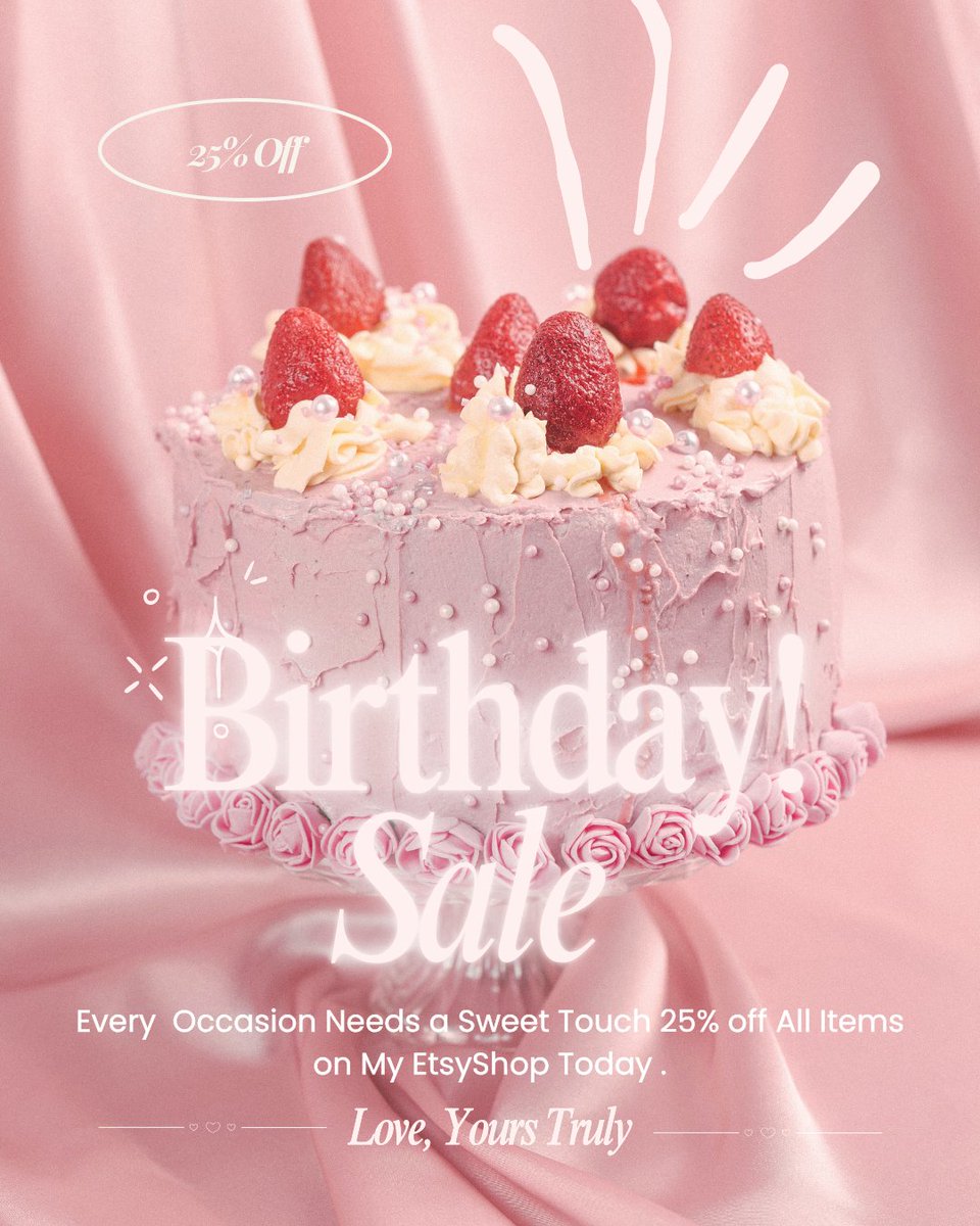 creativecu2021's tweet photo. 📷📷 It’s my birthday… but YOU get the gift! 📷📷
To celebrate, I’m giving you 25% OFF EVERYTHING in my Etsy shop! 📷📷
Now’s the perfect time to snag your favorites — limited time only!

📷 Link in bio

#BirthdaySale #EtsySale #EtsySeller
#25PercentOff #BirthdayVibes https://t.co/NW03MV2fA6
