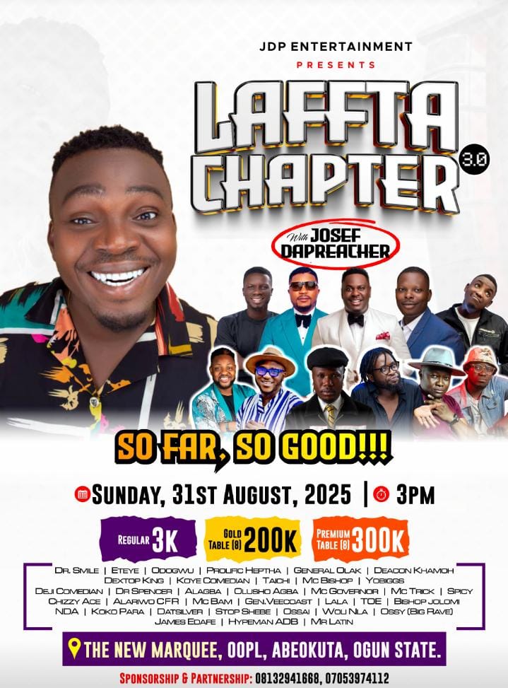 Jdp dapreacher (@josefdapreacher) on Twitter photo Good Morning & Happy New day π
AUGUST IS HERE! ππΎππΎππΎ
Wishing you a Happy New Month filled with joy, laughter, and blessings!
π€ Donβt forget β LAFFTA CHAPTER 3.0 is just 30 DAYS AWAY!
ποΈ Sunday, 31st August, 2025
π The New Marquee, OOPL, Abeokuta, Ogun State
β° 3PM
supportπ Good Morning & Happy New day π
AUGUST IS HERE! ππΎππΎππΎ
Wishing you a Happy New Month filled with joy, laughter, and blessings!
π€ Donβt forget β LAFFTA CHAPTER 3.0 is just 30 DAYS AWAY!
ποΈ Sunday, 31st August, 2025
π The New Marquee, OOPL, Abeokuta, Ogun State
β° 3PM
supportπ
