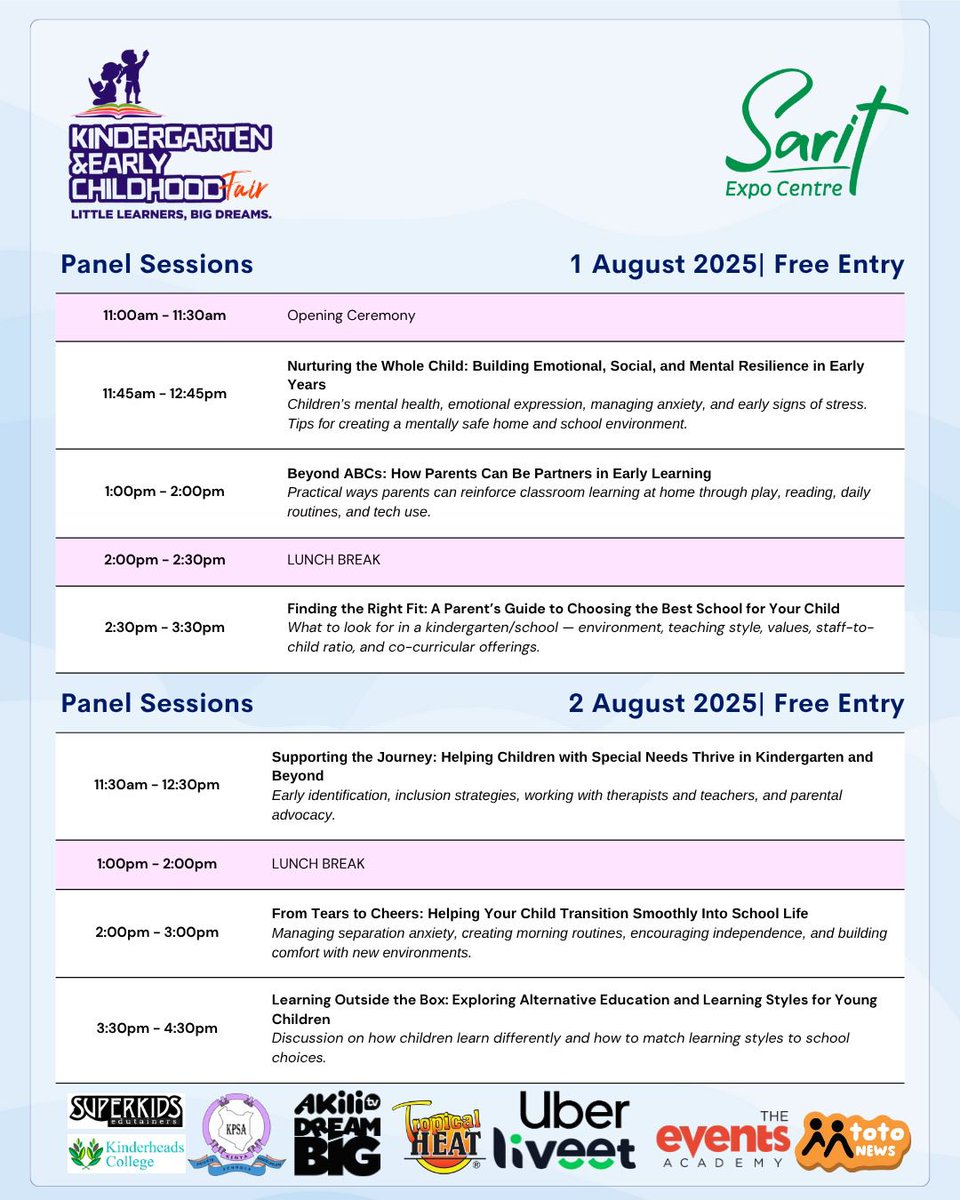 CodeYetu#KidsThatCode (@codeyetu) on Twitter photo Exciting news! We will be part of the Kindergarten & Early Childhood Fair this Saturday at Sarit Expo Centre. Join us for:
2:30PM - 3:30PM: 'From Tears to Cheers' with David Lekopien
3:30PM - 4:30PM: 'Learning Outside the Box' with Edwin Owino.
Free entry. <a href="/MtotoNews/">Mtoto News</a> <a href="/SaritThe/">Sarit Expo Centre</a> Exciting news! We will be part of the Kindergarten & Early Childhood Fair this Saturday at Sarit Expo Centre. Join us for:
2:30PM - 3:30PM: 'From Tears to Cheers' with David Lekopien
3:30PM - 4:30PM: 'Learning Outside the Box' with Edwin Owino.
Free entry. <a href="/MtotoNews/">Mtoto News</a> <a href="/SaritThe/">Sarit Expo Centre</a>