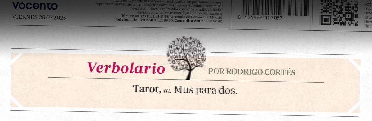 Verbolario's tweet photo. «Tarot»; 25/jul/2025: voz n° MMMDCXXVII @rodrigocortes https://t.co/GkV3uQjWVV