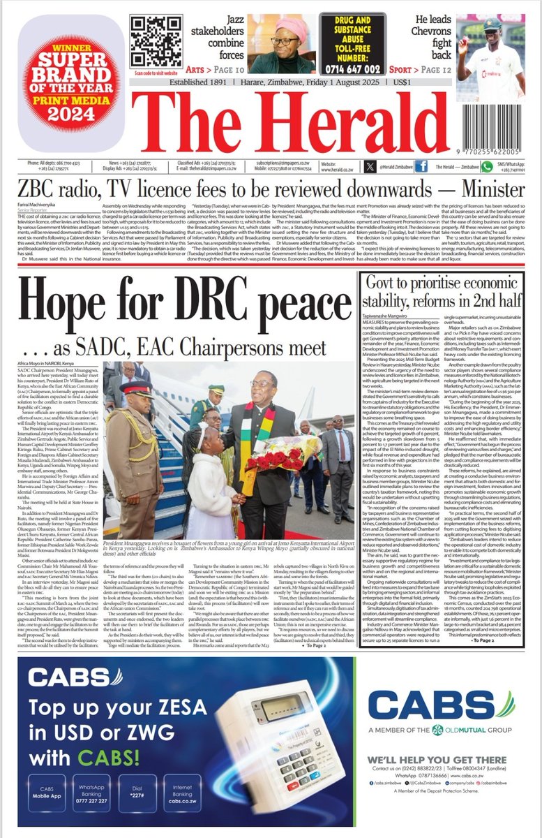 Get yourself today's <a href="/HeraldZimbabwe/">The Herald Zimbabwe</a> and feast!