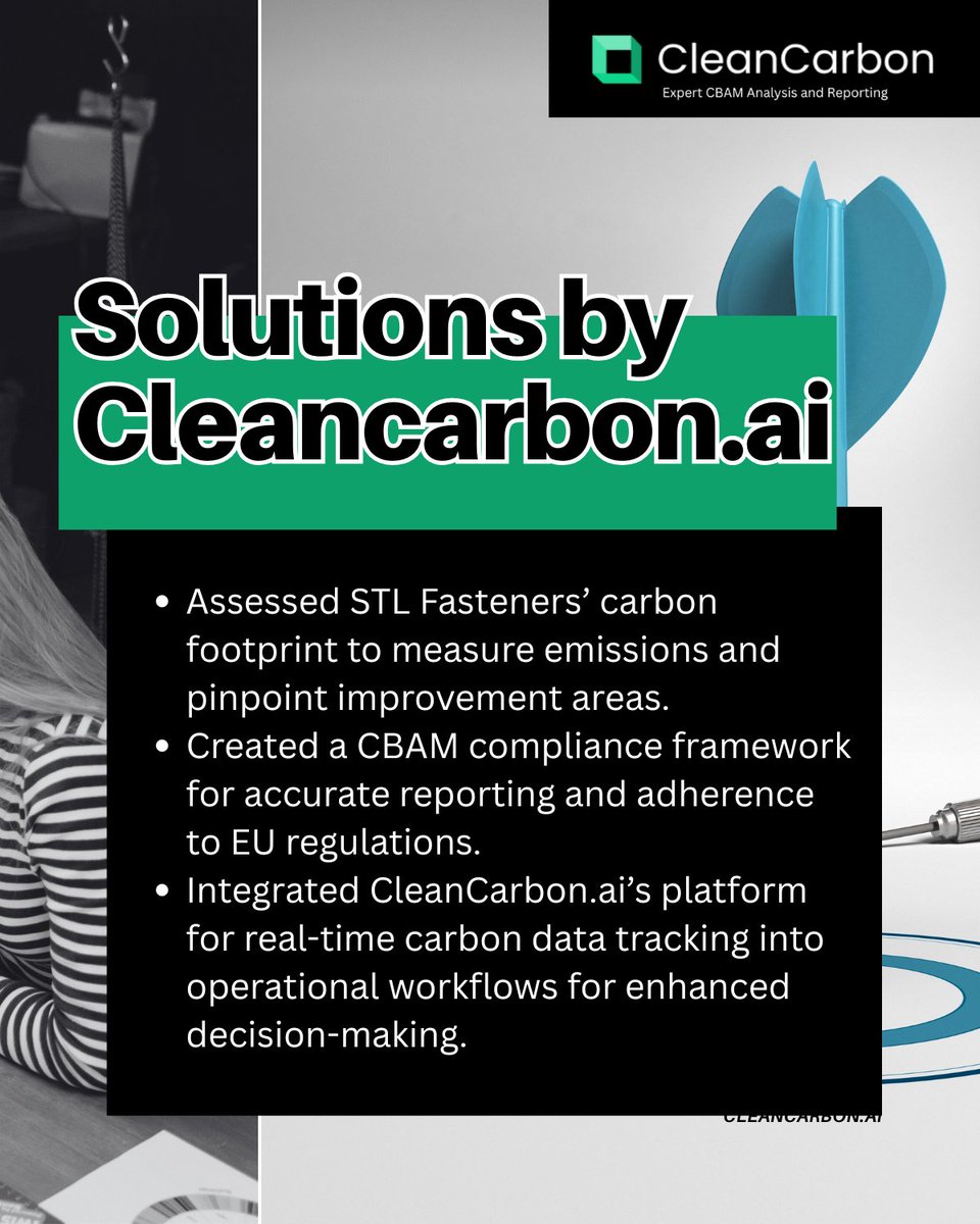 CleanCarbonai's tweet photo. Case Study Spotlight: Empowering STL Fasteners to Achieve CBAM Compliance through Innovative Solutions.
#CBAM #CleanCarbon #CaseStudy #Sustainability #CarbonCompliance #ShalcoIndustries #EURegulations #GreenTrade #NetZero https://t.co/iuqz0mftXK