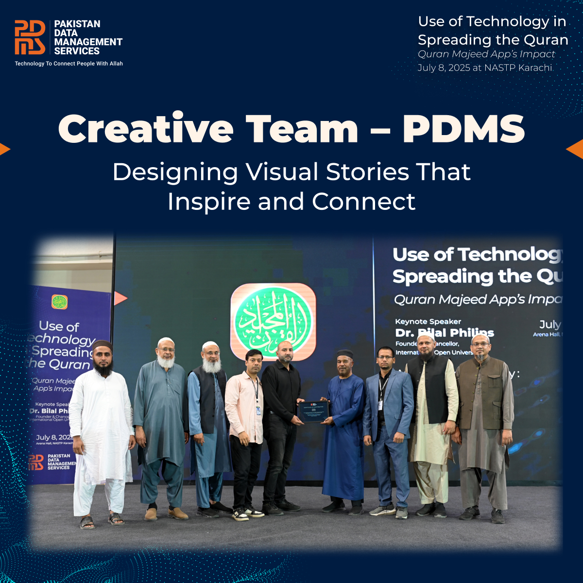 Pakdata1's tweet image. Meet the Creative Team at PDMS — the artists and storytellers crafting powerful visuals that inspire hearts and connect users to the message of the Quran Majeed App.

#PDMS #QuranMajeedApp #TeamPDMS #DesignThatInspires #QuranMajeedEvent #PDMSxBilalPhilips #BuiltForImpact