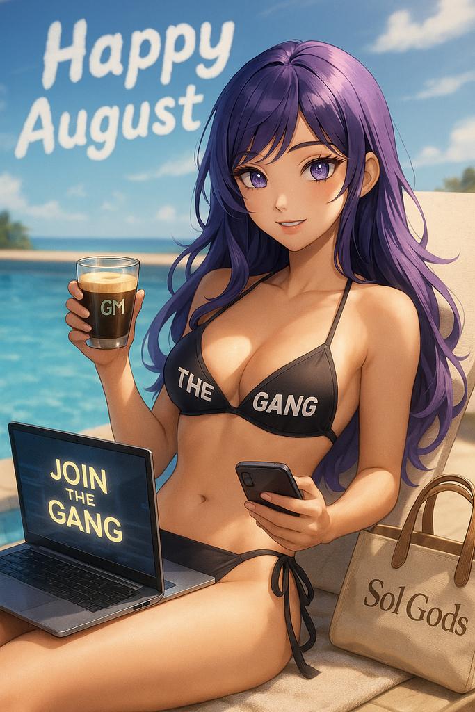 GM from poolside paradise 🌊💜 
It’s August. 
Join the <a href="/thegangmeta/">The Gang</a> or stay mid.
Are U Ready???
The <a href="/SOLGodNFTs/">SOL Gods</a> are coming....