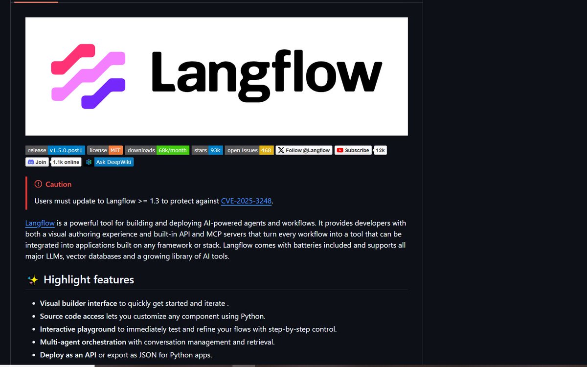 Divyansh1525's tweet image. Building a complex system like Langflow Agent from scratch made me realize one thing AI isn’t replacing anyone yet.
Update: Building Langflow Agent with Multi-Tenant Access, end-to-end!
#Langflow #AI #MultiTenant #DevJourney #Langchain #AIInfrastructure #SoftwareEngineering