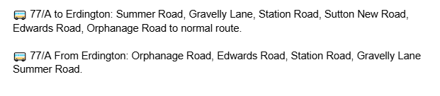 Diversion ⚠️ Friday 1st August, 09:30 am - 11:30 am

Sutton New Road closed for treeworks.