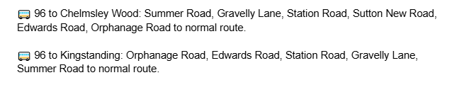 Diversion ⚠️ Friday 1st August, 09:30 am - 11:30 am

Sutton New Road closed for treeworks.