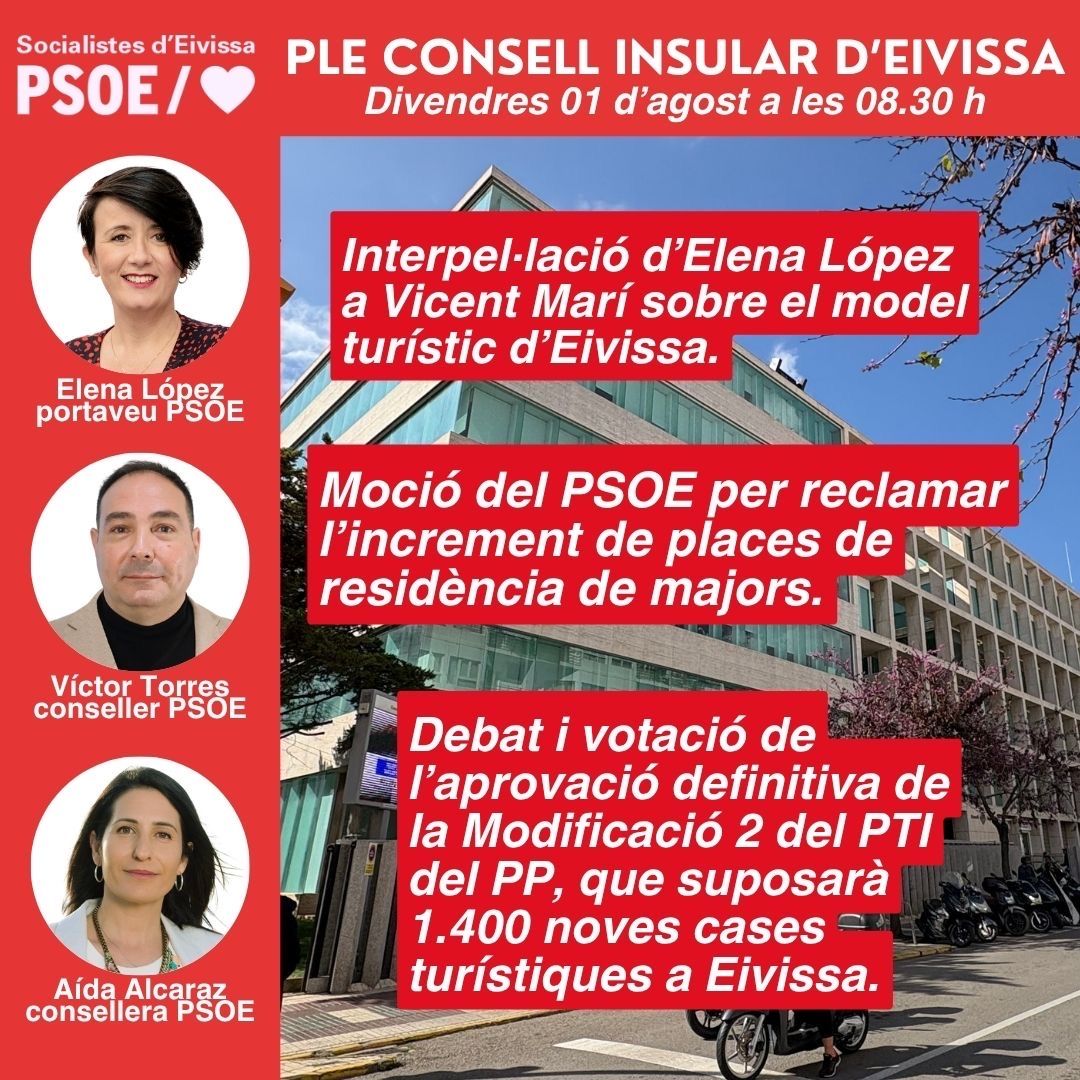 🔴 Ple del Consell Insular d’Eivissa

🕣 A partir de les 8.30 h

📡 EN DIRECTE: youtube.com/@consellinsula…

#LluitamPelQueEstimam