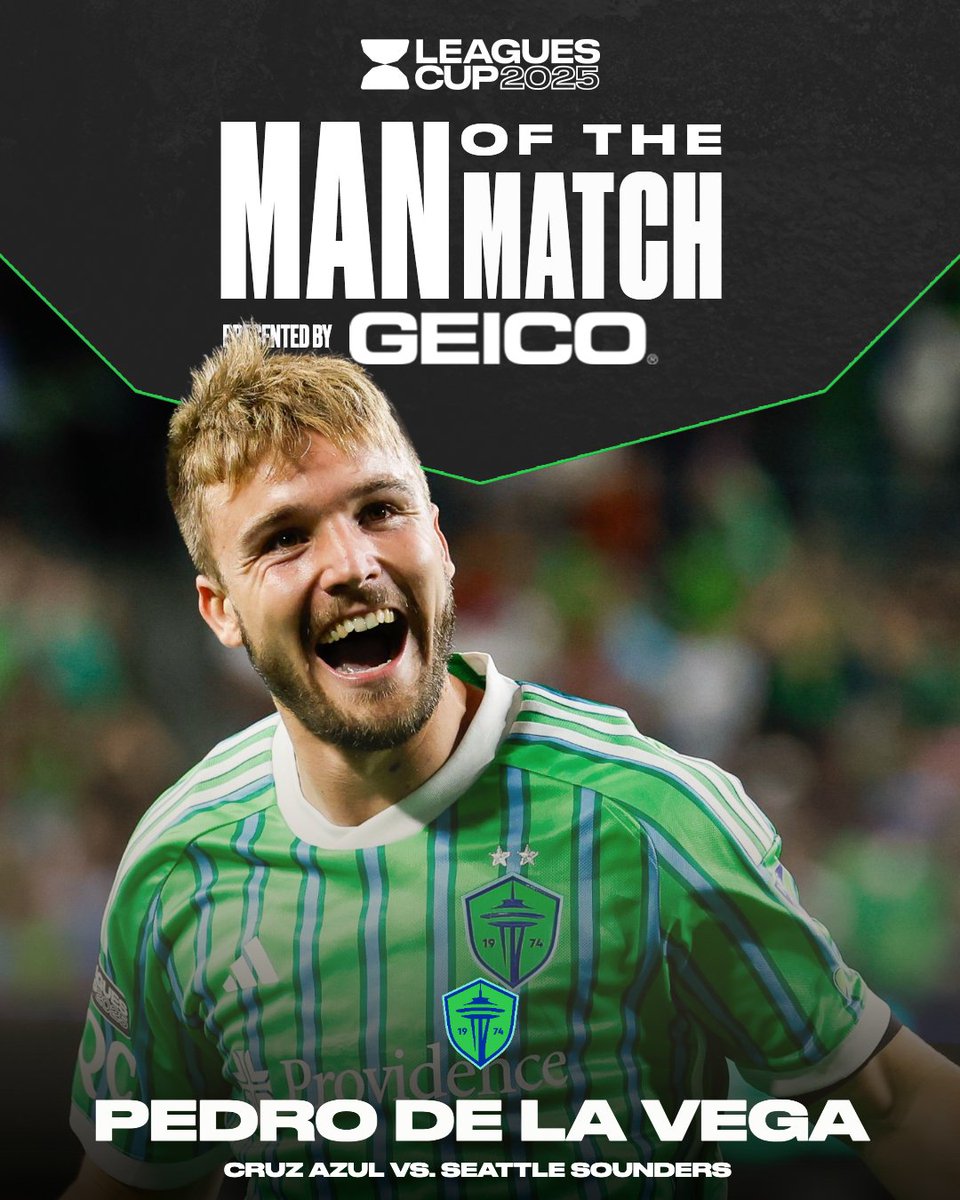 Leagues Cup (@leaguescup) on Twitter photo GOLDEN SUBSTITUTE 😎
Pedro de la Vega scored two bangers for <a href="/SoundersFC/">Seattle Sounders FC</a> coming from the bench y se queda el MOTM pres. by GEICO 🏅 GOLDEN SUBSTITUTE 😎
Pedro de la Vega scored two bangers for <a href="/SoundersFC/">Seattle Sounders FC</a> coming from the bench y se queda el MOTM pres. by GEICO 🏅