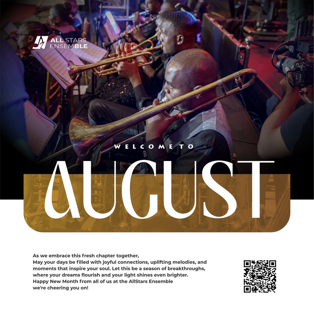 AllstarsEnsemb's tweet photo. HAPPY NEW MONTH from us.🎉🎉🥁🎺

As we embrace this fresh chapter together,
May your days be filled with joyful connections, uplifting melodies, and moments that inspire your soul.

#allstarsensemble #august
#music https://t.co/lCQ6czcyGy