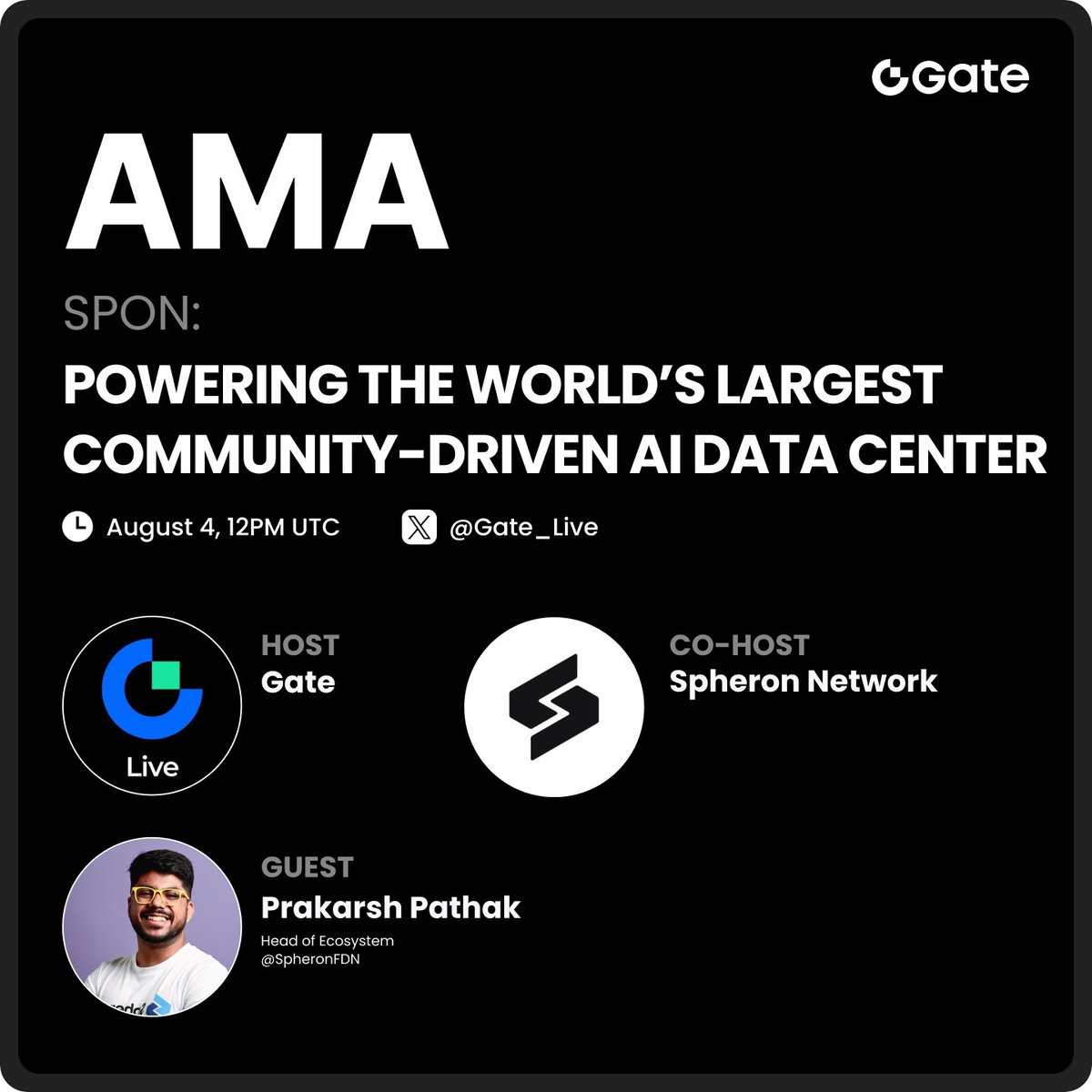 Gate Live | Streamers Wanted (@gateiolive) on Twitter photo 📣 Gate #AMA - <a href="/SpheronFDN/">Spheron Network</a>
Total Rewards: $100 $SPON for 10 winners 🎁
🔹Follow <a href="/Gate__Live/">Gate Live | Streamers Wanted</a> & <a href="/SpheronFDN/">Spheron Network</a>
🔹Like + RT + Comment with Proof Screenshot
Venue: x.com/i/spaces/1YqGo…
Drop your questions during the LIVE to WIN extra $SPON 🎉 📣 Gate #AMA - <a href="/SpheronFDN/">Spheron Network</a>
Total Rewards: $100 $SPON for 10 winners 🎁
🔹Follow <a href="/Gate__Live/">Gate Live | Streamers Wanted</a> & <a href="/SpheronFDN/">Spheron Network</a>
🔹Like + RT + Comment with Proof Screenshot
Venue: x.com/i/spaces/1YqGo…
Drop your questions during the LIVE to WIN extra $SPON 🎉