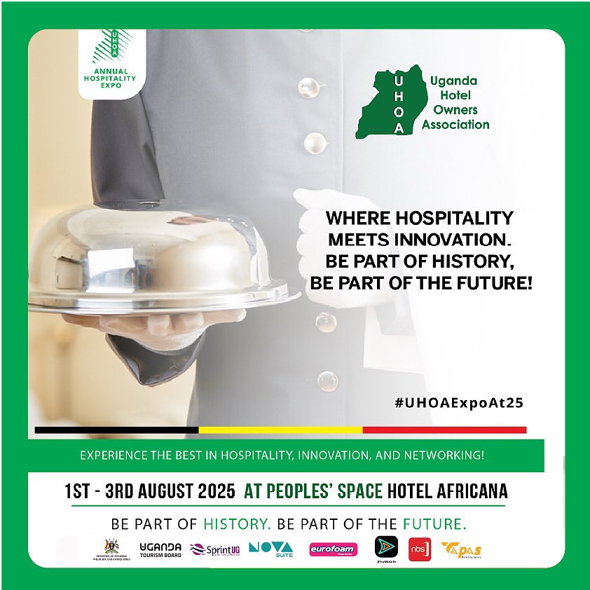 It’s Expo time! The UHOA Expo kicks off today at Hotel Africana.
We’re celebrating 25 years of Ugandan hospitality. Come through, connect, and be inspired.

📅 Runs till Sunday
#UHOAExpoAt25