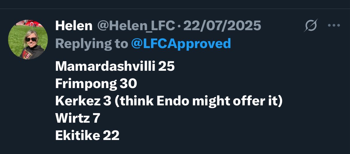 Called them all apart from Kerkez 6, but glad Endo is staying as our number 3 🥰