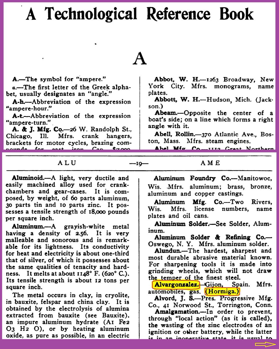 CelebresCoses's tweet photo. añu 1908: Industria Automovilística Asturiana (III)
Asoléyase en #NewYork la Enciclopedia Internacional del Motor na qu'apaez el #FORMIGA (vehículu fabricáu en #Xixón por #VictorianoAlvargonzález)
#Alvargonzález #InternationalMotorCyclopaedia #SCHWARZKOPF
más COSES CÉLEBRES https://t.co/eX9KtKx3hI