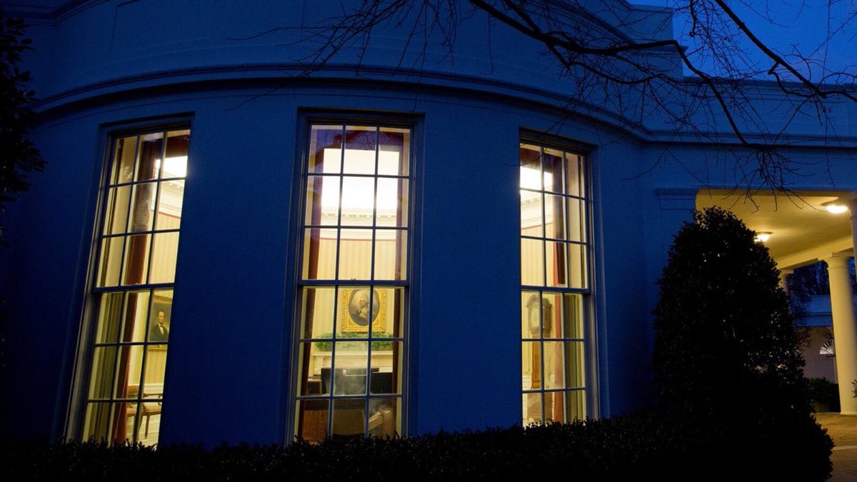 Its 2:00 AM and the Oval Office is lit up.

Its nice to finally have a president again.  

Especially one that cares about us.