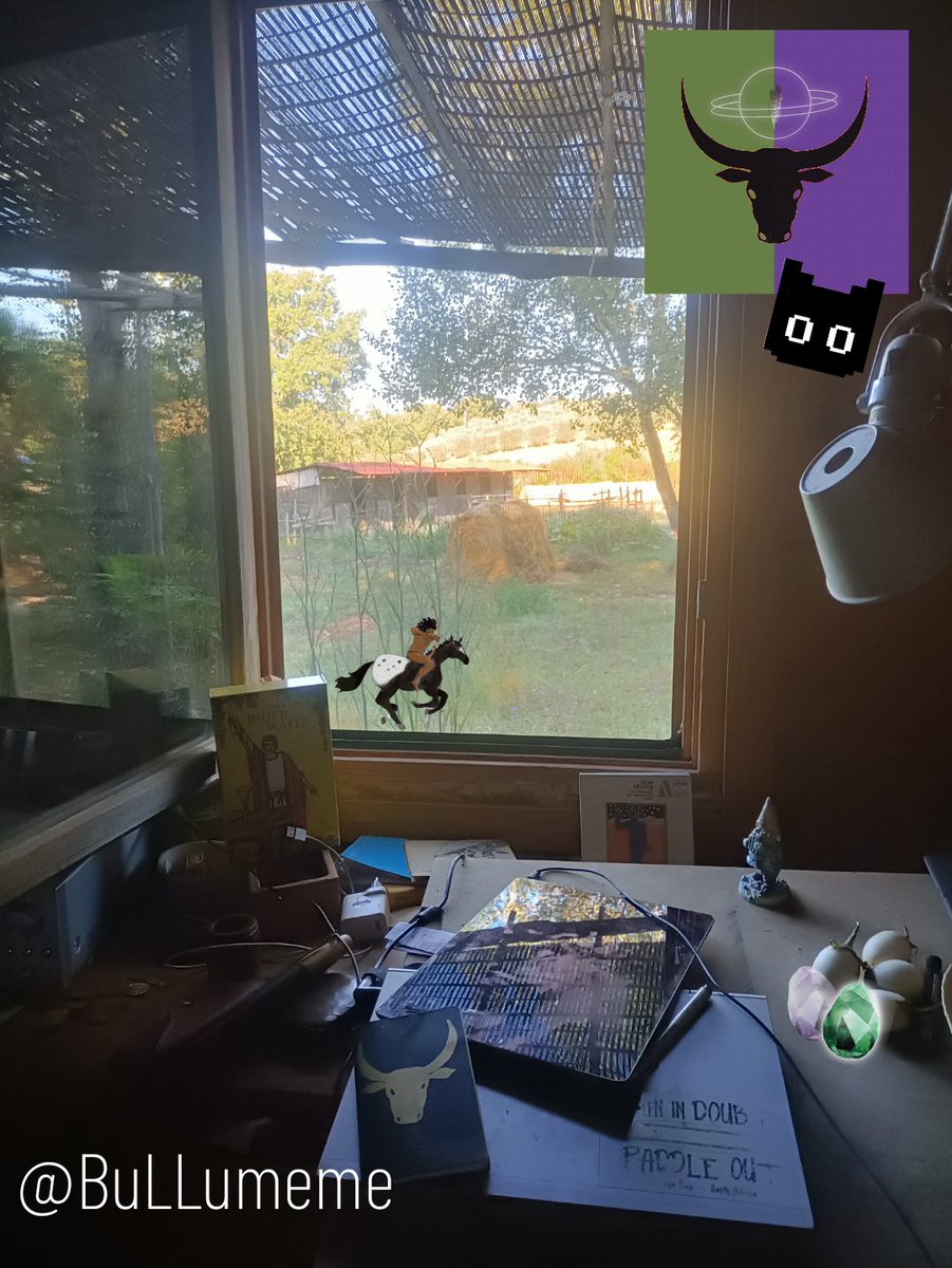 Early (not so early anymore) morning.
Sun already up over horizon!
Just have an indirect view of the rays  falling down... see them in the distance through the window!
Me still hanging with coffee1 at the shadow of big oaks!! Still in the hut!
The fields call.. mais fields??
More