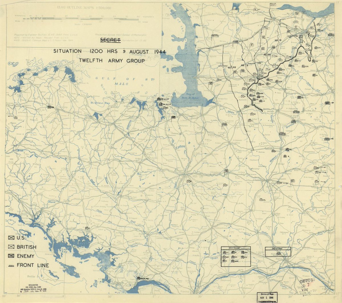 World War II Battle Map of the Day - 12th Army Group, 1944.