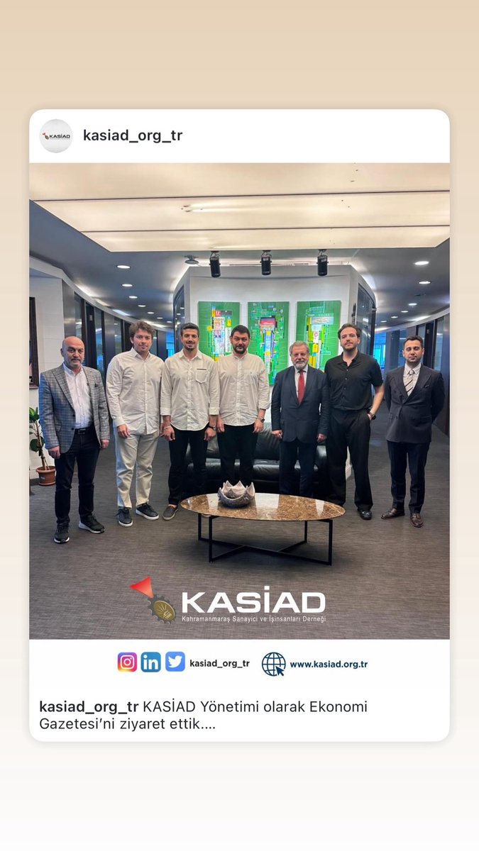 KASİAD Yönetimi olarak Ekonomi Gazetesi’ni ziyaret ettik.

💬 Ekonomi Zirvesi’nin detaylarını ve iş dünyamız adına atılacak önemli adımları, Başkanımız, Yönetim Kurulu Üyelerimiz ve Ekonomi Gazetesi yazarlarıyla birlikte değerlendirdik.