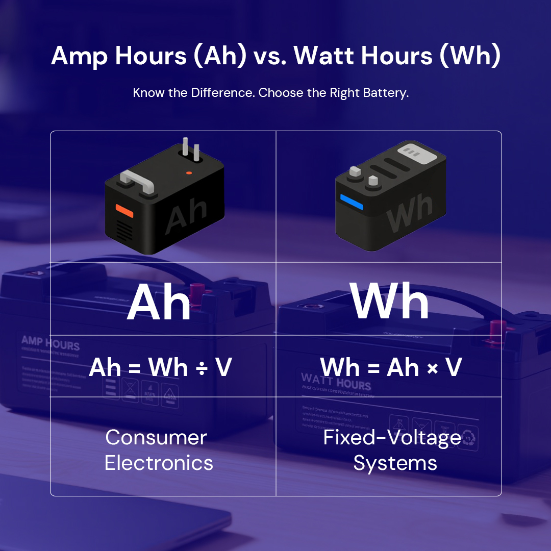 cmbatteries's tweet image. 🔋 Ah or Wh — What’s the REAL battery capacity?
Amp-hours (Ah) measure charge.
Watt-hours (Wh) measure energy.
Knowing the difference helps you choose the right battery.
📖 Full guide: ow.ly/A3qk50WyqkW
 #BatteryDesign  #CustomBatteryPacks #CMBatteries