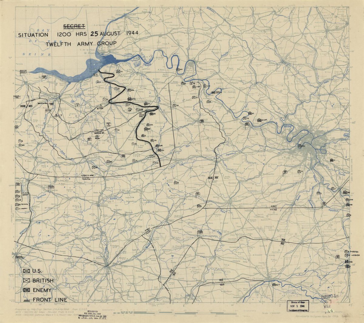 thewaryears's tweet photo. World War II Battle Map of the Day - 12th Army Group, 1944. https://t.co/yYf2eLj6EB