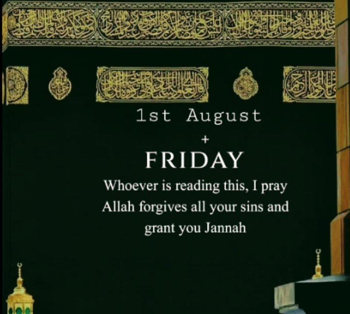 Bismillah, Alhamdulillah it's Friday the best day of the week plus 1st August, 2025.
Jummah Kareem to y'all 🕌🕋💫 

 آمين🤲🏽🤍