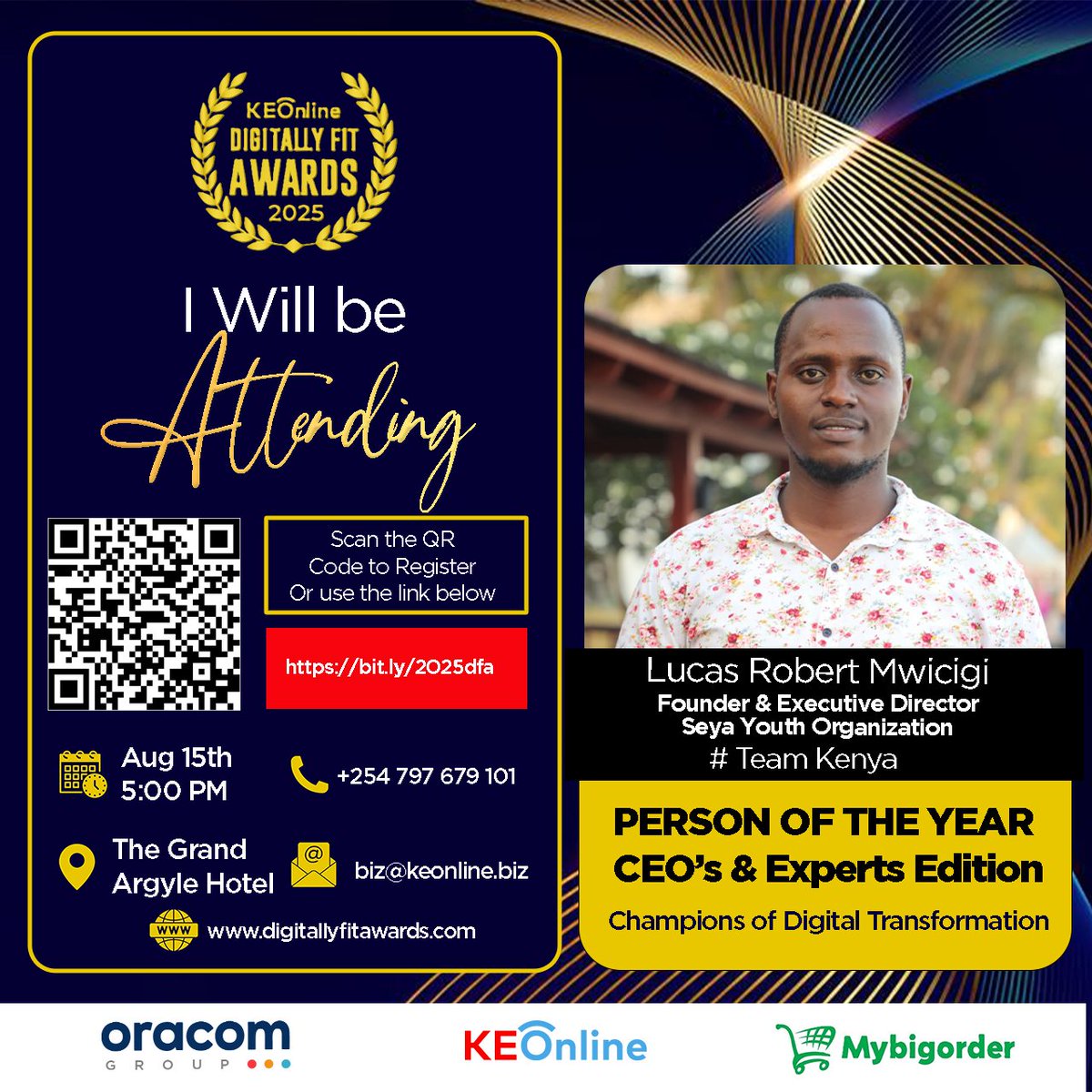 dev_muhoho's tweet photo. The confirmations speak volumes
If you're into digital growth, networking &amp; recognition—this is YOUR stage for the
#DigitallyFitAwards
Aug 15 | The Grand Argle Hotel – Msa Rd
Register 👉 https://t.co/xM5Ogl0oy1 https://t.co/WVu6EOYH90