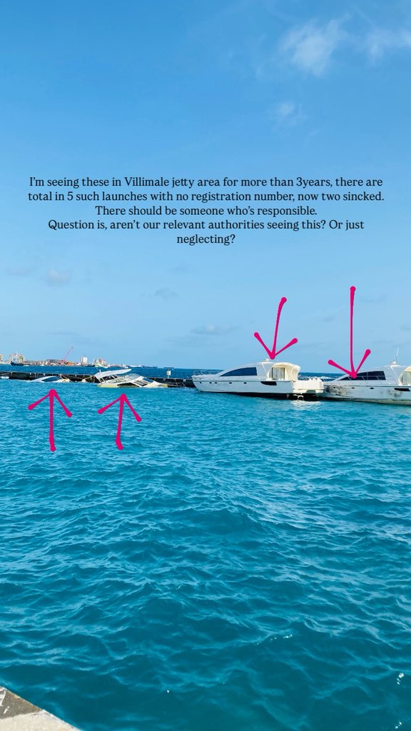 I am seeing these in Villimale jetty area for more than 3years, there are total in 5 such launches with no registration number, now two sincked.
Question is, aren’t our relevant authorities seeing this? Or just ignoring?