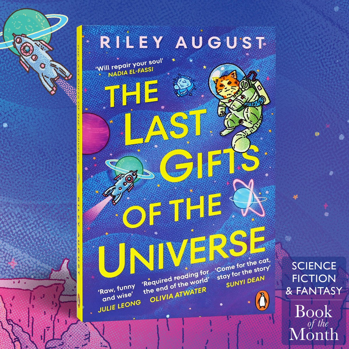 An Archivist, their brother and their space-faring cat Pumpkin must race to save what matters most in our wonderfully beguiling and uplifting Science fiction &amp; Fantasy Book of the Month, Riley August's THE LAST GIFTS OF THE UNIVERSE: waterstones.com/book/the-last-… #WBOTM