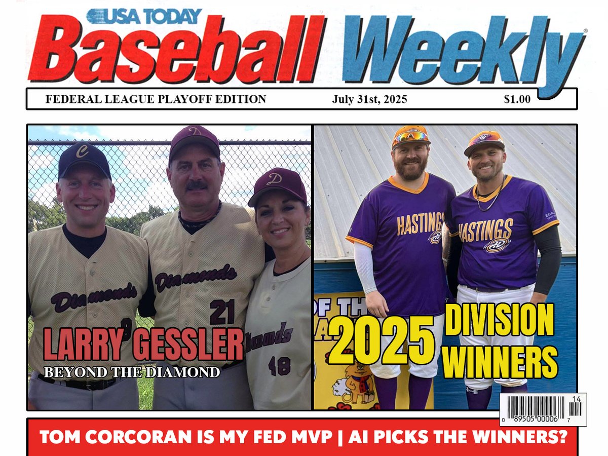Federal League (@thefedmn) on Twitter photo 📰 FED BASEBALL WEEKLY 1.10 📰
💎 Beyond the Diamond; The journey of Larry Gessler
🥇 2025 Division Winners 
⚾️ 2025 MVP goes to Tom Corcoran 
👽 AI Picks the Winners?
Good luck to everyone playing in the Fed playoffs this weekend! 💕 
leagues.teamlinkt.com/leagues/NewsIt… 📰 FED BASEBALL WEEKLY 1.10 📰
💎 Beyond the Diamond; The journey of Larry Gessler
🥇 2025 Division Winners 
⚾️ 2025 MVP goes to Tom Corcoran 
👽 AI Picks the Winners?
Good luck to everyone playing in the Fed playoffs this weekend! 💕 
leagues.teamlinkt.com/leagues/NewsIt…