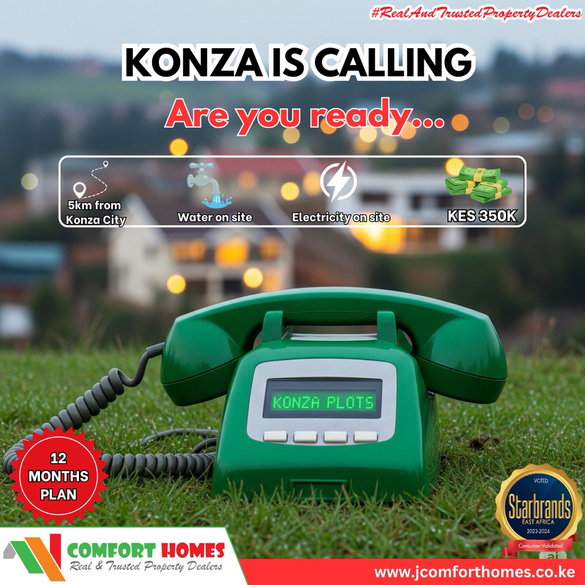 Konza Land Investment: Your Gateway to the Future City.
Own a piece of the future by investing in a 50 by 100 plot near Konza Technopolis, the mega city of tomorrow, for only 350K!  
Start with as little as 10% deposit and clear the balance in 12 months.