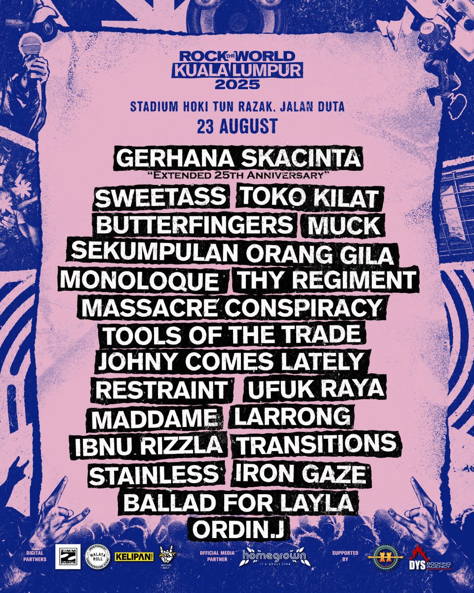 🌅 FULL LINEUP IS HERE!

ROCK THE WORLD KL 2025 is set to hit harder than ever.
Nama-nama merentasi scene tempatan, satu pentas.
You know what time it is. One shot. Full send. You know the drill.

🎟️ Tiket fasa 2 masih on. Grab now! — link in bio.

#RTWKL2025