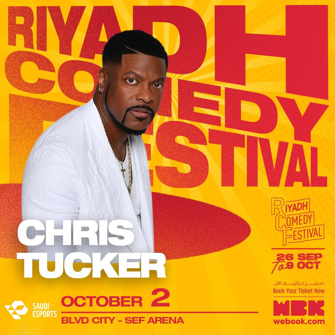 استمتعوا بعرض كوميدي استثنائي مع اسطورة الكوميديا كريس تاكر في #مهرجان_الرياض_للكوميديا المهرجان الأكبر في العالم 😎🔥

🗓️ 2 أكتوبر
📍بوليفارد سيتي - SEF أرينا

احجز الآن 🎟️
webook.com/en/events/chri…