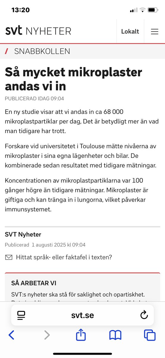 Låt inte kemilobbyn vinna!
Om lungorna blir sopsäckar för #mikroplaster hur ska vi då kunna andas?