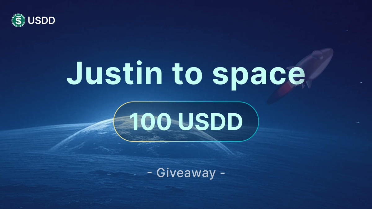 USDD 2.0 (Earn Double Rewards with sTRX Vault) (@usddio) on Twitter photo 🚀 Justin to Space Giveaway! 🚀
To celebrate <a href="/justinsuntron/">H.E. Justin Sun 🍌</a>'s journey to space, we’re giving away 100 USDD to 10 lucky winners! 🎉
How to enter:
1️⃣ Follow <a href="/usddio/">USDD 2.0: Sustainable Yield by Smart Allocator🌱</a> & <a href="/usddio_cn/">USDD 2.0(Smart Allocator 助您解锁可持续收益 🌱 )</a>
2️⃣ Like + Retweet this post 🔁
3️⃣ Comment “Justin to space”
4️⃣ Tag 2 friends 👯
5️⃣ Use hashtags 🚀 Justin to Space Giveaway! 🚀
To celebrate <a href="/justinsuntron/">H.E. Justin Sun 🍌</a>'s journey to space, we’re giving away 100 USDD to 10 lucky winners! 🎉
How to enter:
1️⃣ Follow <a href="/usddio/">USDD 2.0: Sustainable Yield by Smart Allocator🌱</a> & <a href="/usddio_cn/">USDD 2.0(Smart Allocator 助您解锁可持续收益 🌱 )</a>
2️⃣ Like + Retweet this post 🔁
3️⃣ Comment “Justin to space”
4️⃣ Tag 2 friends 👯
5️⃣ Use hashtags