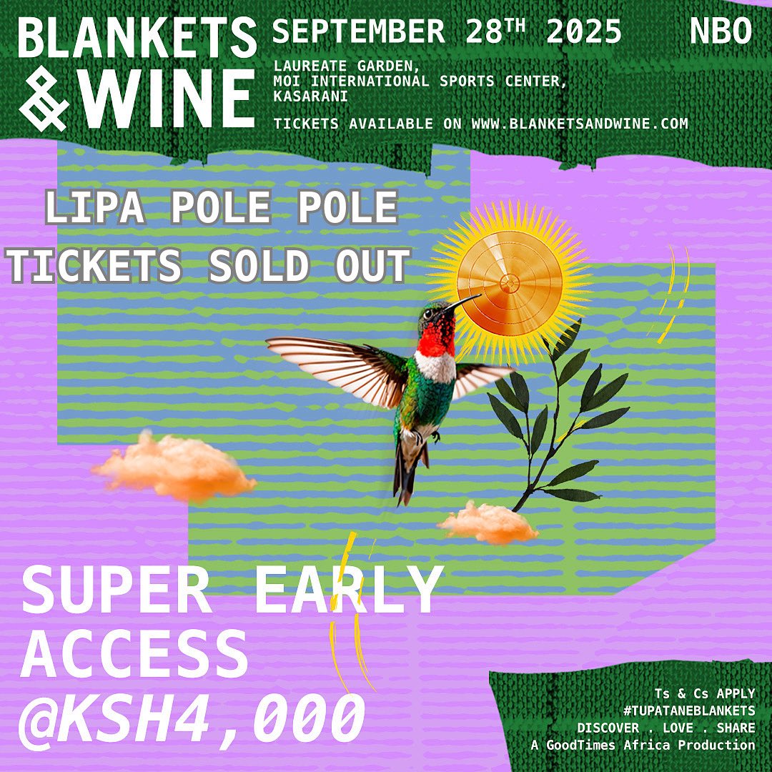 Super Early access Lipa pole pole tickets are SOLD OUT ‼️
However you can still grab the ticket at the full price, we’re 80% SOLD on them get your ticket now before we move up to the next ticket tier.. 🥳

#blanketsandwine #tupataneblankets #itsalwaysagoodtime