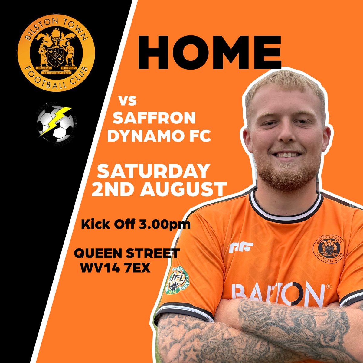 Bilston Town FC (@bilstontownfc) on Twitter photo We kick off the 2025/26 season with a home game v <a href="/saffrondynamofc/">Saffron Dynamo Football Club</a>
Kick off: 3.00pm
Adults £8.00
Kids & Concessions £6.00
Kids under 10 FREE with a paying adult.
Bar is open at 12.00 We kick off the 2025/26 season with a home game v <a href="/saffrondynamofc/">Saffron Dynamo Football Club</a>
Kick off: 3.00pm
Adults £8.00
Kids & Concessions £6.00
Kids under 10 FREE with a paying adult.
Bar is open at 12.00