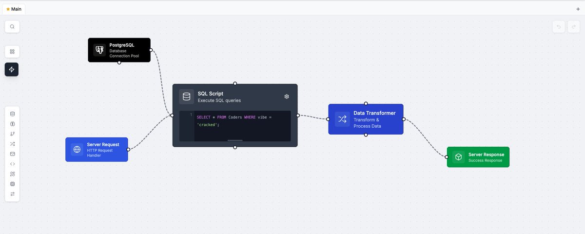 Work with data faster. Write custom  nodes with SQL, Python, JS or compiled Wasm binary.

You can also write structured shell scripts with NuShell.