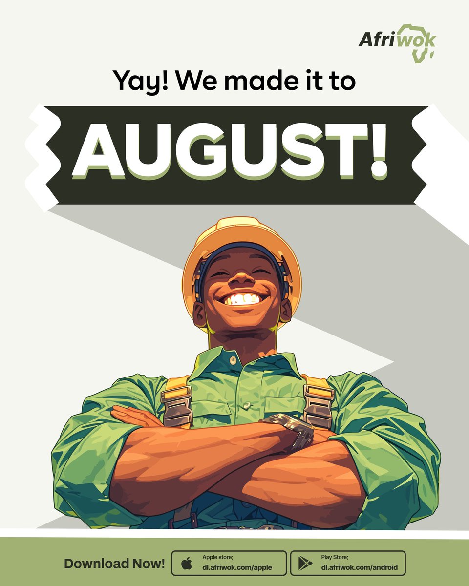 afriwok's tweet image. It’s the second half of the third quarter, and we are super excited to usher you into a new month!
Happy New Month from all of us at Afriwok! Let’s make it count! 💚
#Afriwok #HelloJuly #NewMonth