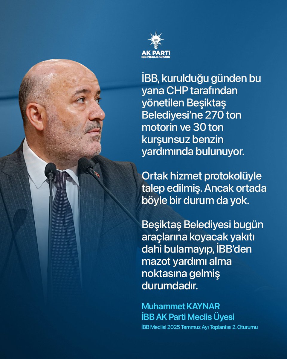 İBB AK Parti Meclis Grubu (@ibbakpartigrup) on Twitter photo "Kurulduğu günden bu tana CHP tarafından yönetilen Beşiktaş Belediyesi, İBB'den mazot yardımı alma noktasına gelmiştir."
<a href="/muhammetkynr/">Muhammet Kaynar</a> "Kurulduğu günden bu tana CHP tarafından yönetilen Beşiktaş Belediyesi, İBB'den mazot yardımı alma noktasına gelmiştir."
<a href="/muhammetkynr/">Muhammet Kaynar</a>