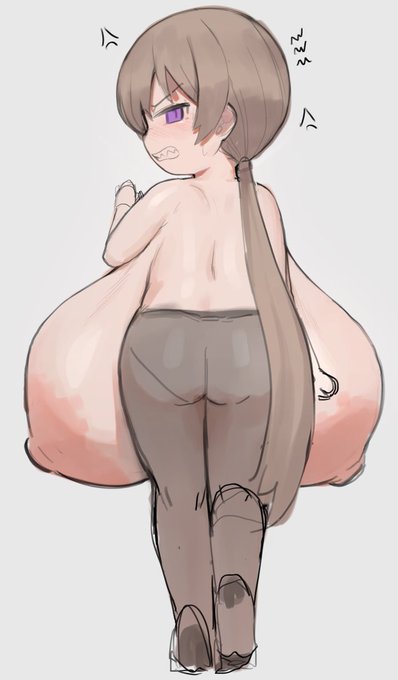 おっぱいの日だし描いてる途中の爆盛りアイちゃん(後ろ姿)をチラリ… 