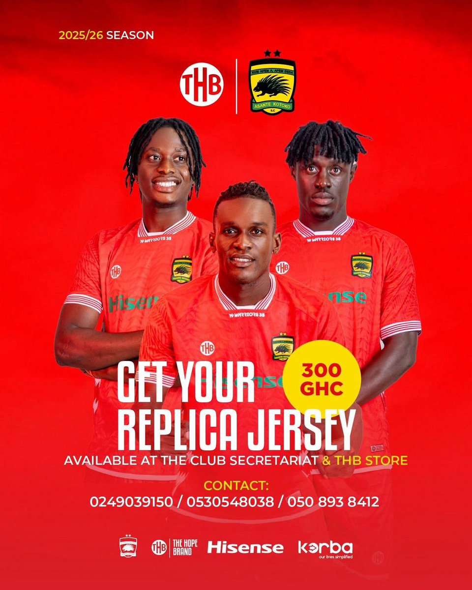 Asante Kotoko replica jersey is ready. Price - 300 Ghana Cedi.