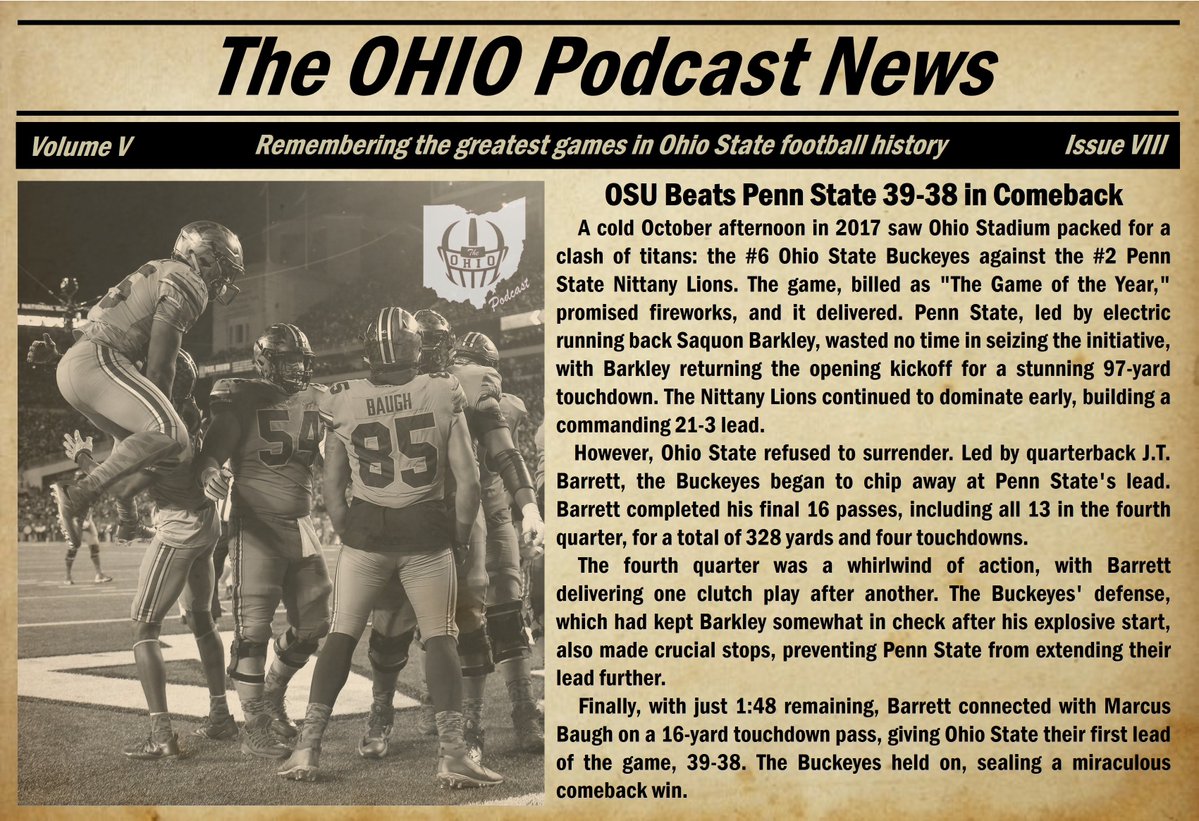 This was the greatest comeback I have ever witnessed in person. I have never heard The Shoe as loud as it was in that fourth quarter. #theohiopodcast