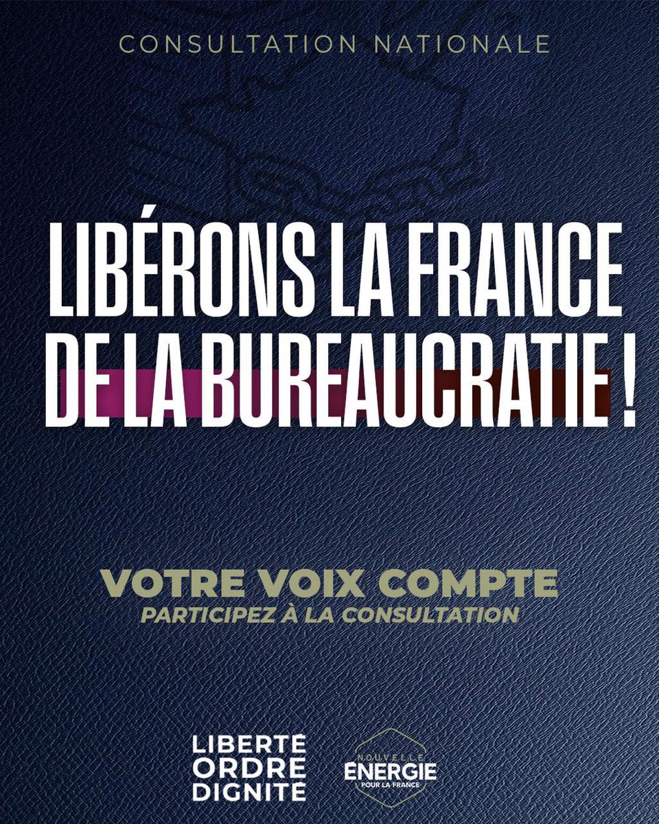 Nouvelle Énergie (@nouv_energie) on Twitter photo Participez à la Grande consultation pour libérer la France de la bureaucratie, lancée par <a href="/davidlisnard/">David Lisnard</a> !
👉 Je témoigne : unenouvelleenergie.fr/consultation-b…
👉 Je participe à des opérations de terrain : unenouvelleenergie.fr/vos-relais/
👉 Je soutiens Nouvelle Énergie : soutenir.unenouvelleenergie.fr/adherer Participez à la Grande consultation pour libérer la France de la bureaucratie, lancée par <a href="/davidlisnard/">David Lisnard</a> !
👉 Je témoigne : unenouvelleenergie.fr/consultation-b…
👉 Je participe à des opérations de terrain : unenouvelleenergie.fr/vos-relais/
👉 Je soutiens Nouvelle Énergie : soutenir.unenouvelleenergie.fr/adherer
