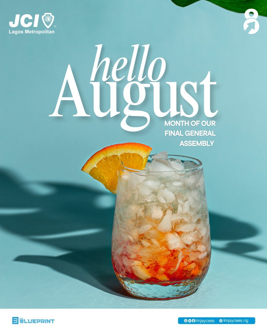 LMJaycees's tweet photo. Hello August!☀️🍹
The month of our final General Assembly is here!  

We’re kicking off our shoes, soaking in the summer sun, cocktail in hand — relieved, proud and ready to close strong.  

Happy New Month Metropolitan Friends!

#AugustVibes
#JCILagosMetropolitan
#Blueprint2025 https://t.co/E2URONmk8G