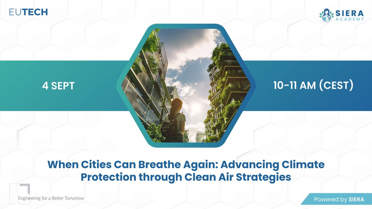 European Technology Chamber (EUTECH) (@eutecchamber) on Twitter photo π‘ When Cities Can Breathe Again: Advancing Climate Protection through Clean Air Strategies π±
Join us for a webinar on September 4th, from 10-11 AM CEST, to explore strategies that protect our climate and improve air quality in urban areas.
π Register: events.teams.microsoft.com/event/a82ce876β¦ π‘ When Cities Can Breathe Again: Advancing Climate Protection through Clean Air Strategies π±
Join us for a webinar on September 4th, from 10-11 AM CEST, to explore strategies that protect our climate and improve air quality in urban areas.
π Register: events.teams.microsoft.com/event/a82ce876β¦
