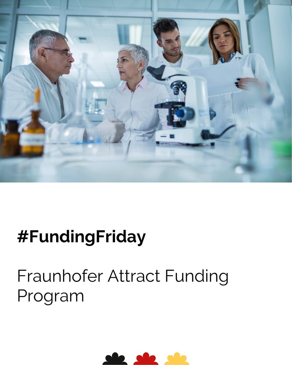 Turn your research idea into practice: Fraunhofer Attract funds researchers to set up a group at a Fraunhofer institute. Up to €2.5M over 5 years.
Open to researchers from academia, industry &amp; business.
Apply by 9 Oct 👉 fraunhofer.de/en/jobs-and-ca…
#FundingFriday