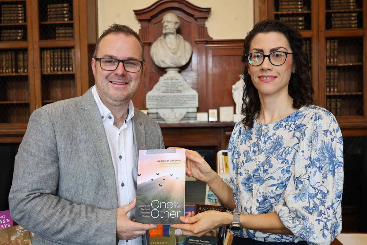 UnionTCollege's tweet photo. Rev Dr Andrew Campbell presented a copy of his new book, 'One for the Other: Engaging with Nonviolent Atonement Theology', to the Gamble Library on 1st August.  Andrew is one of the recognised teachers at UTC, and much of the book’s research was conducted in the Gamble Library. https://t.co/15Y2gV3Tbe