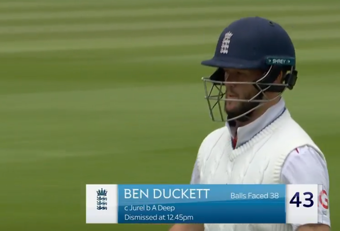 duckcrickpal's tweet photo. What is Akash Deep doing here? 

Deep gets Ben Duckett - after his blistering start! 
 #INDvsENGTest #5thTest #ENGvsIND https://t.co/P2wSqR15s4